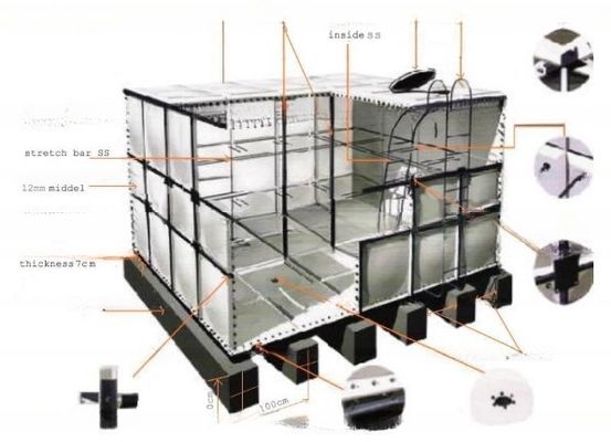Maximum Height 5m Assembled Food Grade GRP Water Tank Large Volume 200m3 Raw Material Food Resins